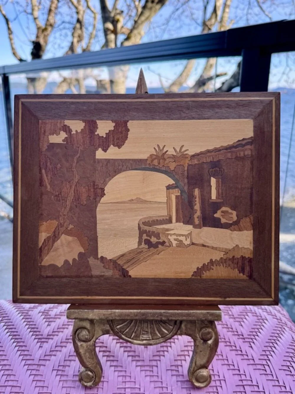 Vintage Landscape Marquetry Wood Wall Art of Sorrento, Italy - Picture 1 of 8
